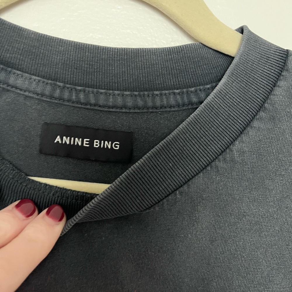 Anine Bing Tiger Short Sleeve Graphic Tee Size S Charcoal Gray Black Cotton - Picture 6 of 9